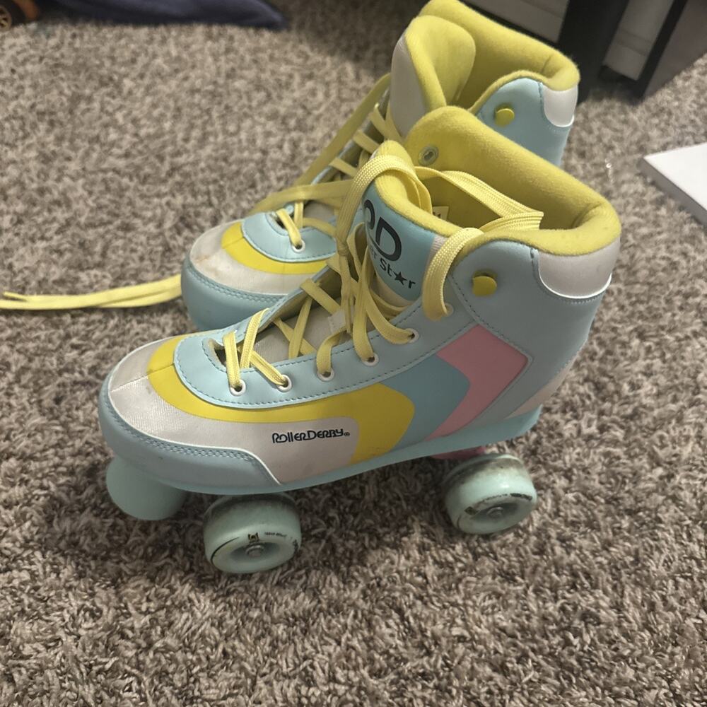 Roller Derby kids youth pastel rainbow roller skates